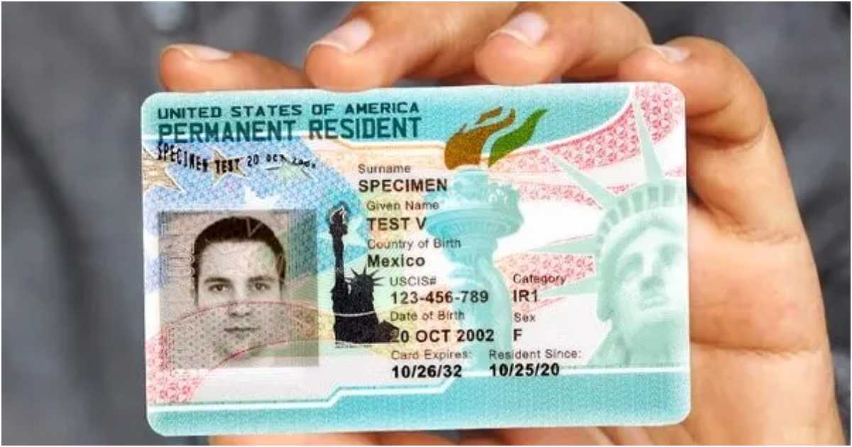 অ্যামেরিকার গ্রিন কার্ডের নমুনা। ছবি: মারভিন ল অফিস